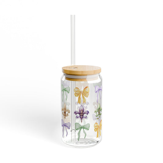 Cute sipper Glass Jar-Reusable Straw Cup(16oz)