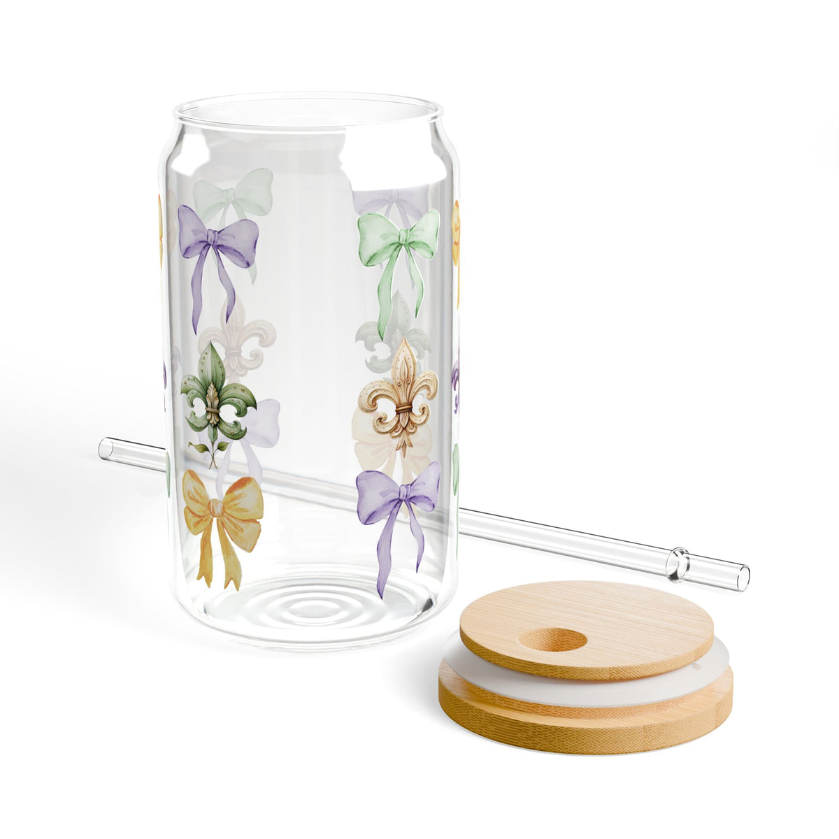 Cute sipper Glass Jar-Reusable Straw Cup(16oz)