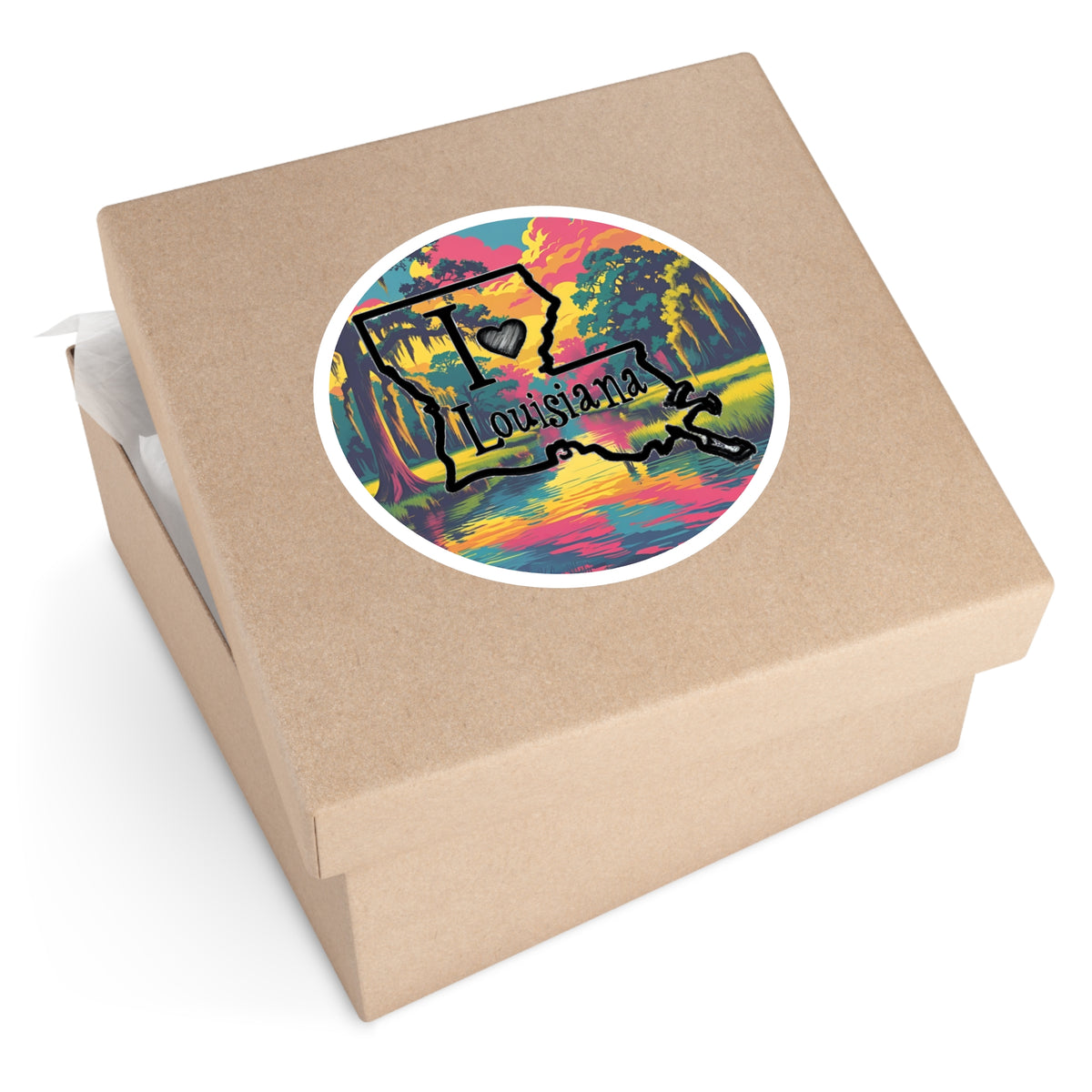 Round Sticker Louisiana Lover Retro Colored